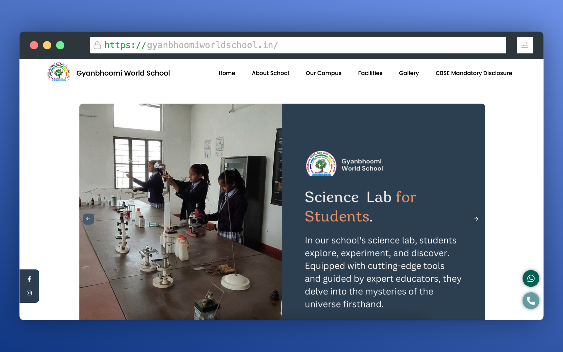 Gyanbhoomi World School - Website design and development
