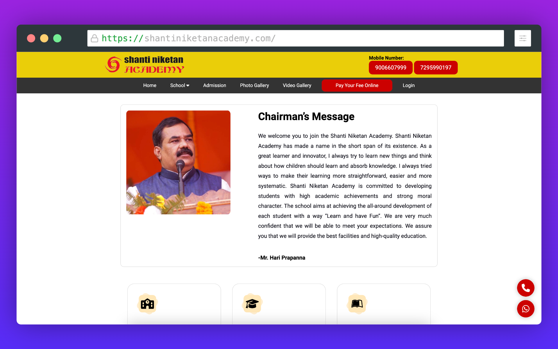Shantiniketan Academy, Gaya - School Website design and development